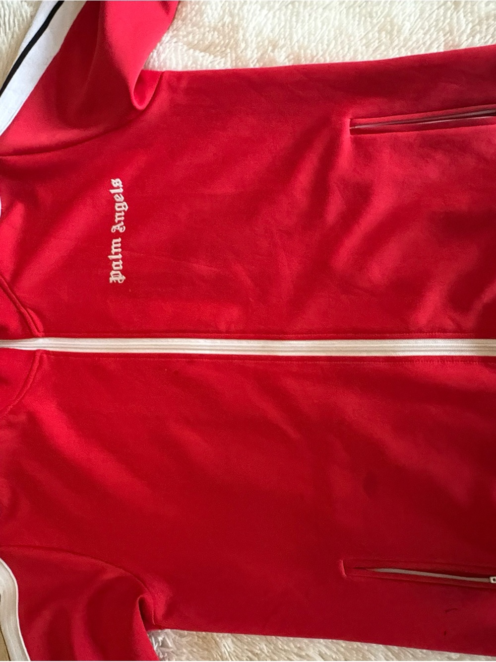 Palm Angels Red Track Jacket with White Trim